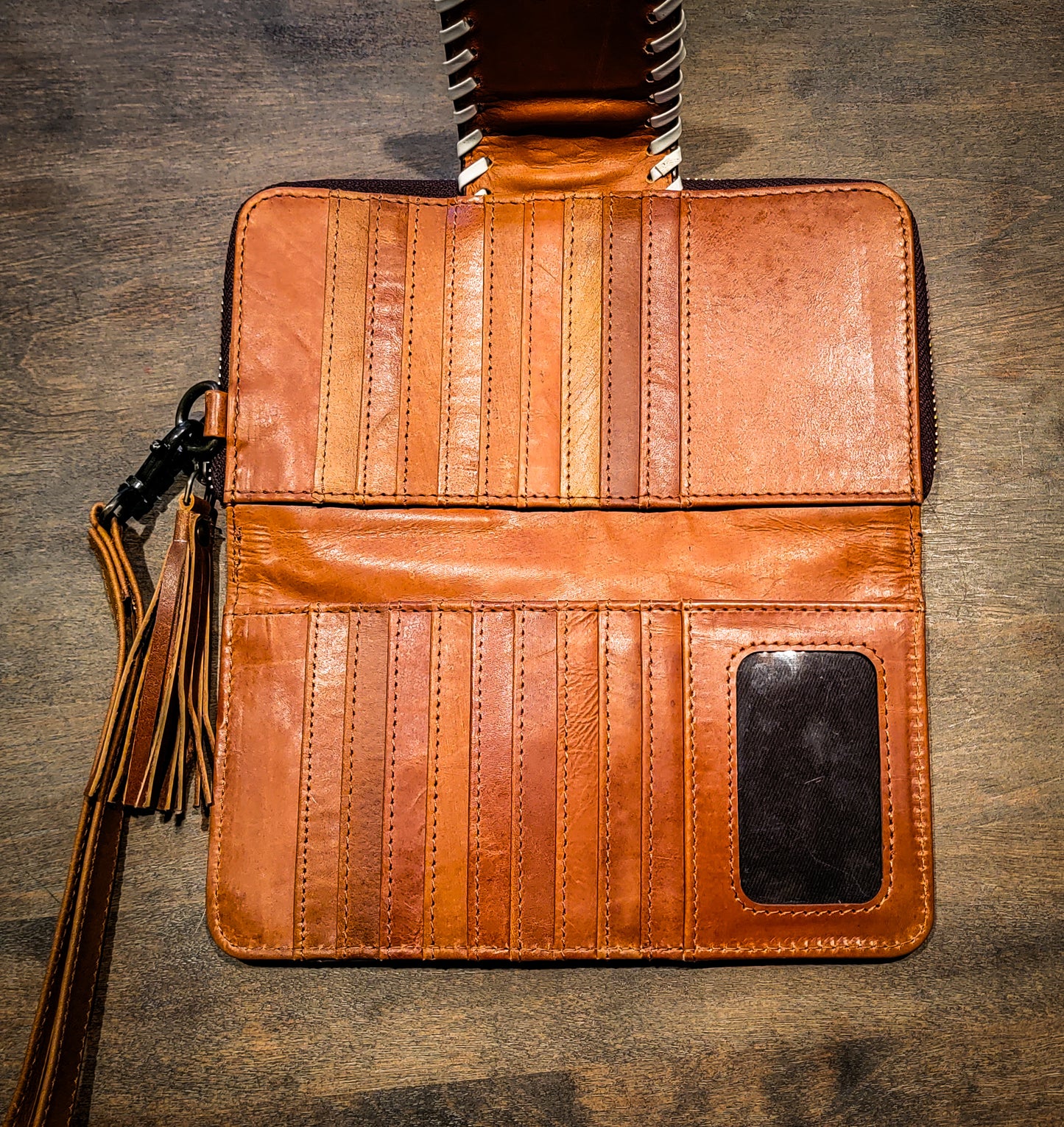 Genuine Leather tooled wristlet Wallet