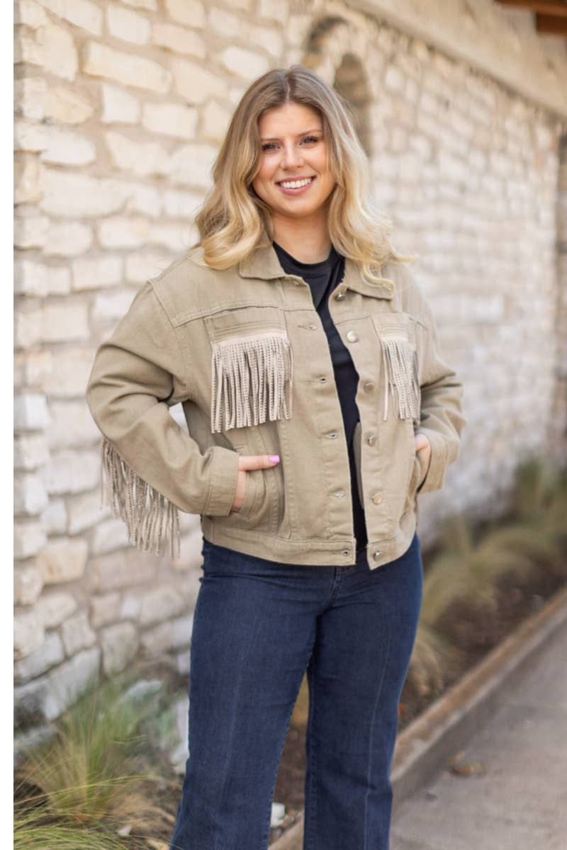 DENIM WITH FRINGE JACKET