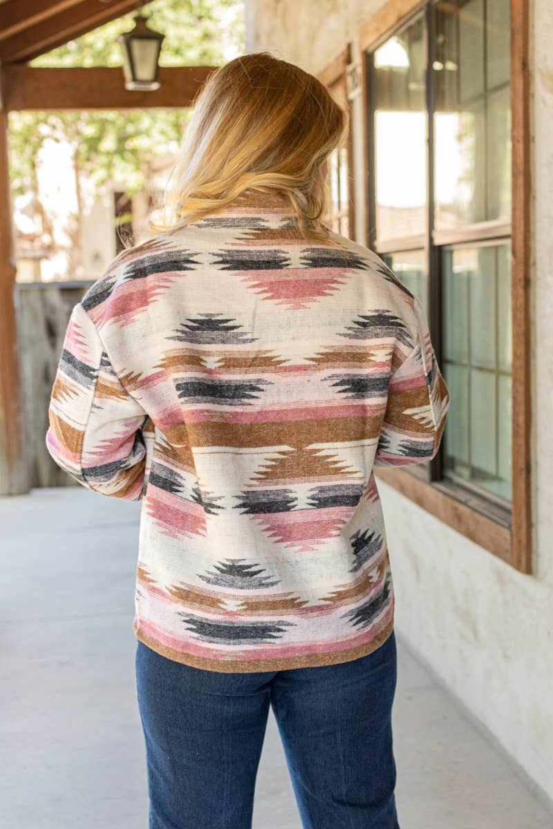 WESTERN AZTEC JACKET PINK