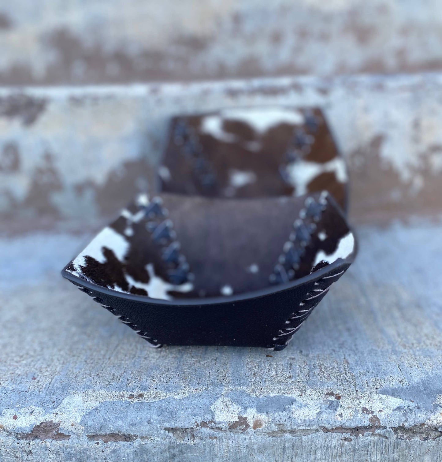 Small Brown Leather Reversible Bowl