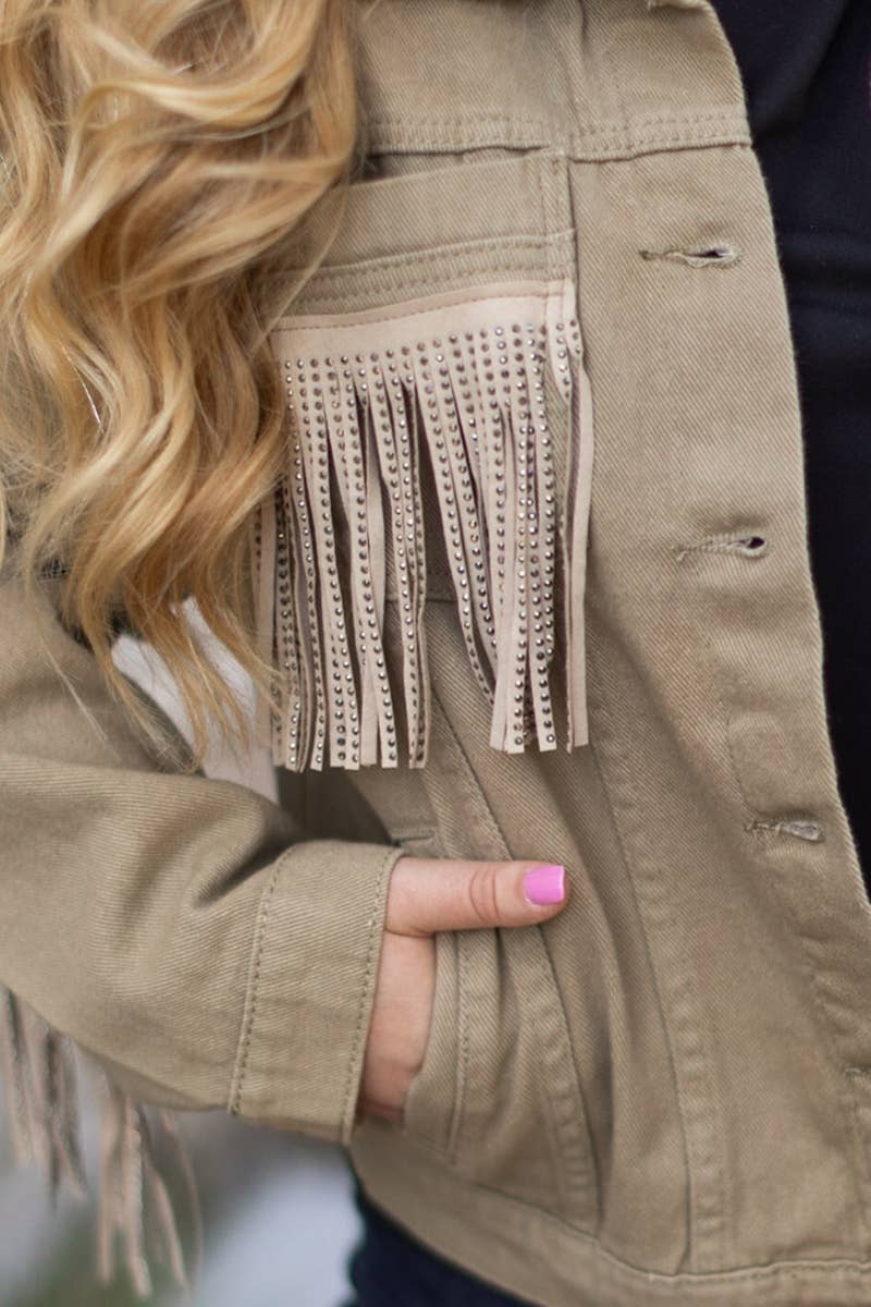 DENIM WITH FRINGE JACKET