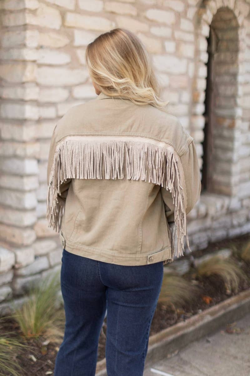 DENIM WITH FRINGE JACKET