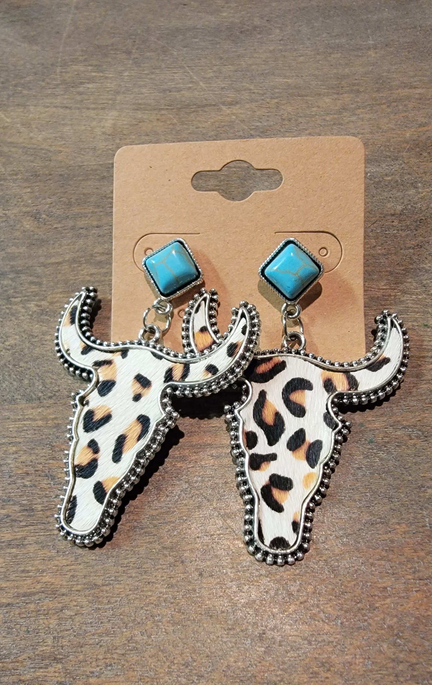Genuine cowhide studded earrings