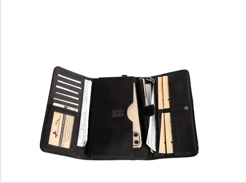 Trinity Ranch Hair-On Cowhide Buckle Collection Wristlet Wallet