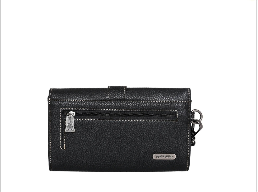 Trinity Ranch Hair-On Cowhide Buckle Collection Wristlet Wallet