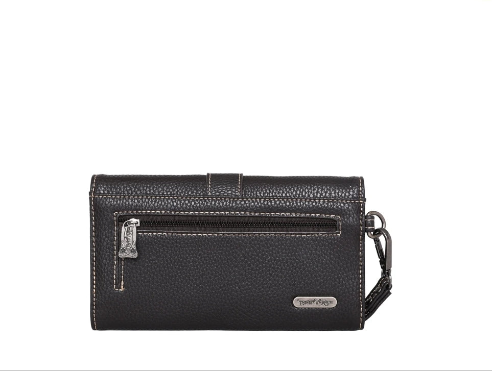 Trinity Ranch Hair-On Cowhide Buckle Collection Wristlet Wallet