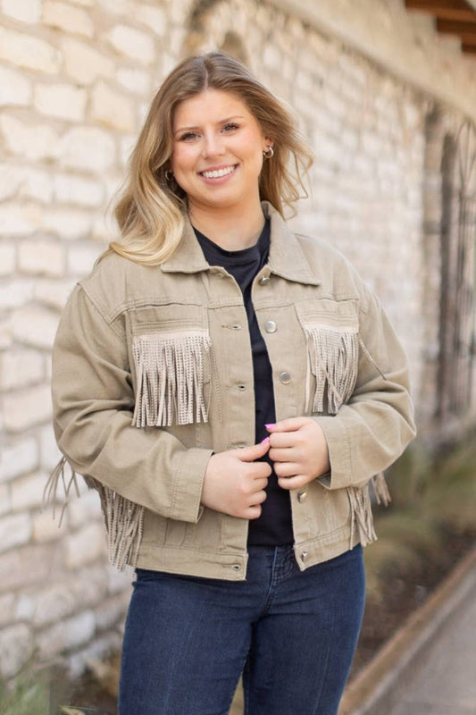 DENIM WITH FRINGE JACKET