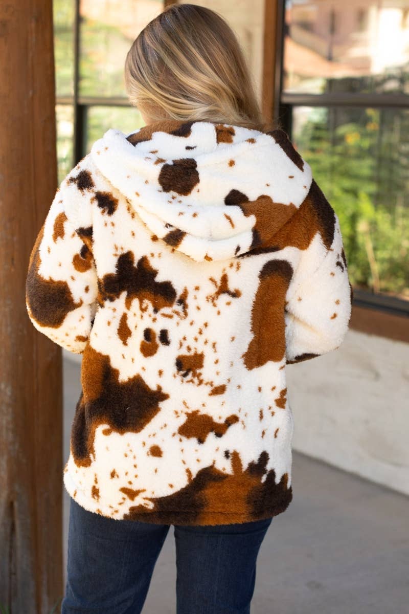 SHERPA COW HOODED JACKET BROWN