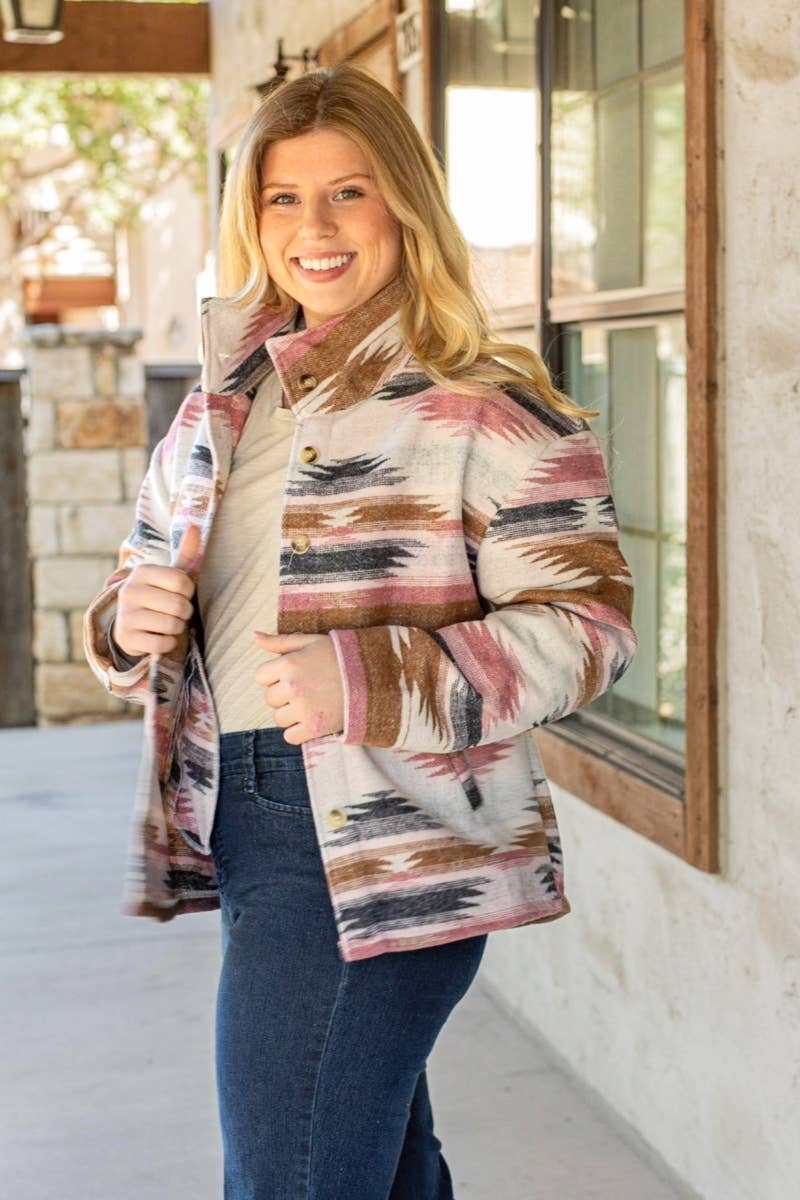 WESTERN AZTEC JACKET PINK