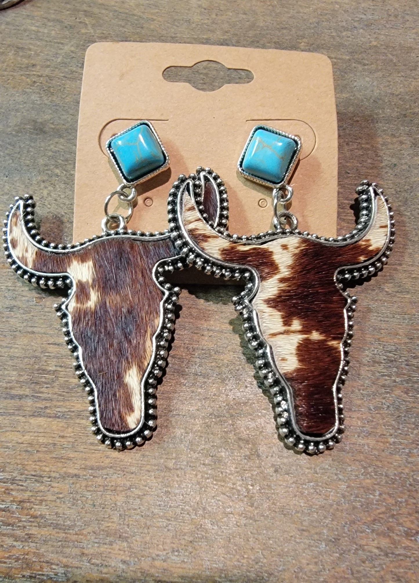 Genuine cowhide studded earrings