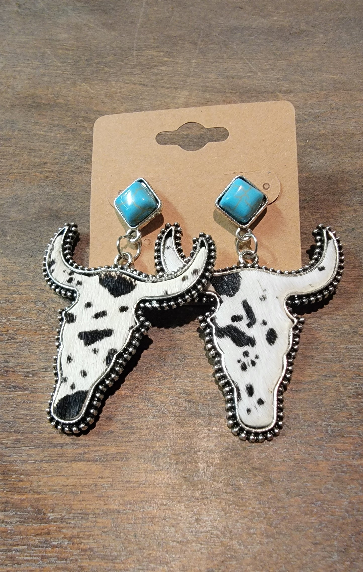 Genuine cowhide studded earrings