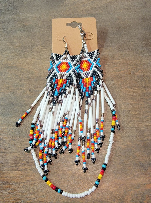 Beaded earrings/ necklace set